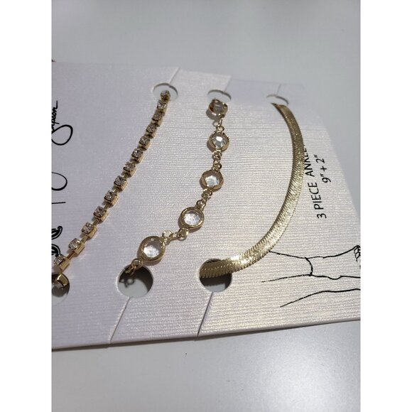 Jessica Simpson gold tone Anklet Set, Set of 3 - Picture 3 of 7